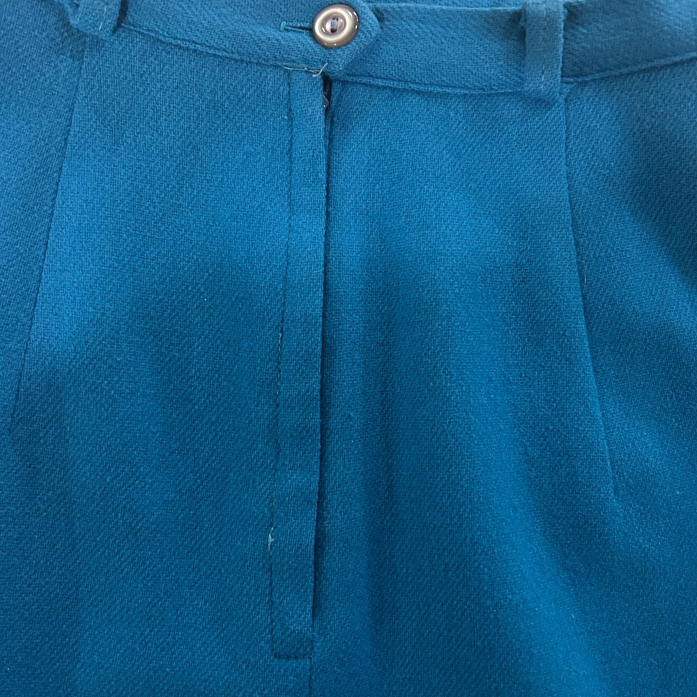 Vintage Vibrant Blue 100% Wool Secretary Pencil Mini Skirt FITS SMALL - Picture 3 of 8